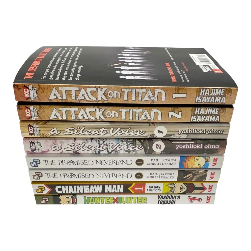 Lot of 8 English Manga Attack on Titan A Silent Voice Promised Neverland & More